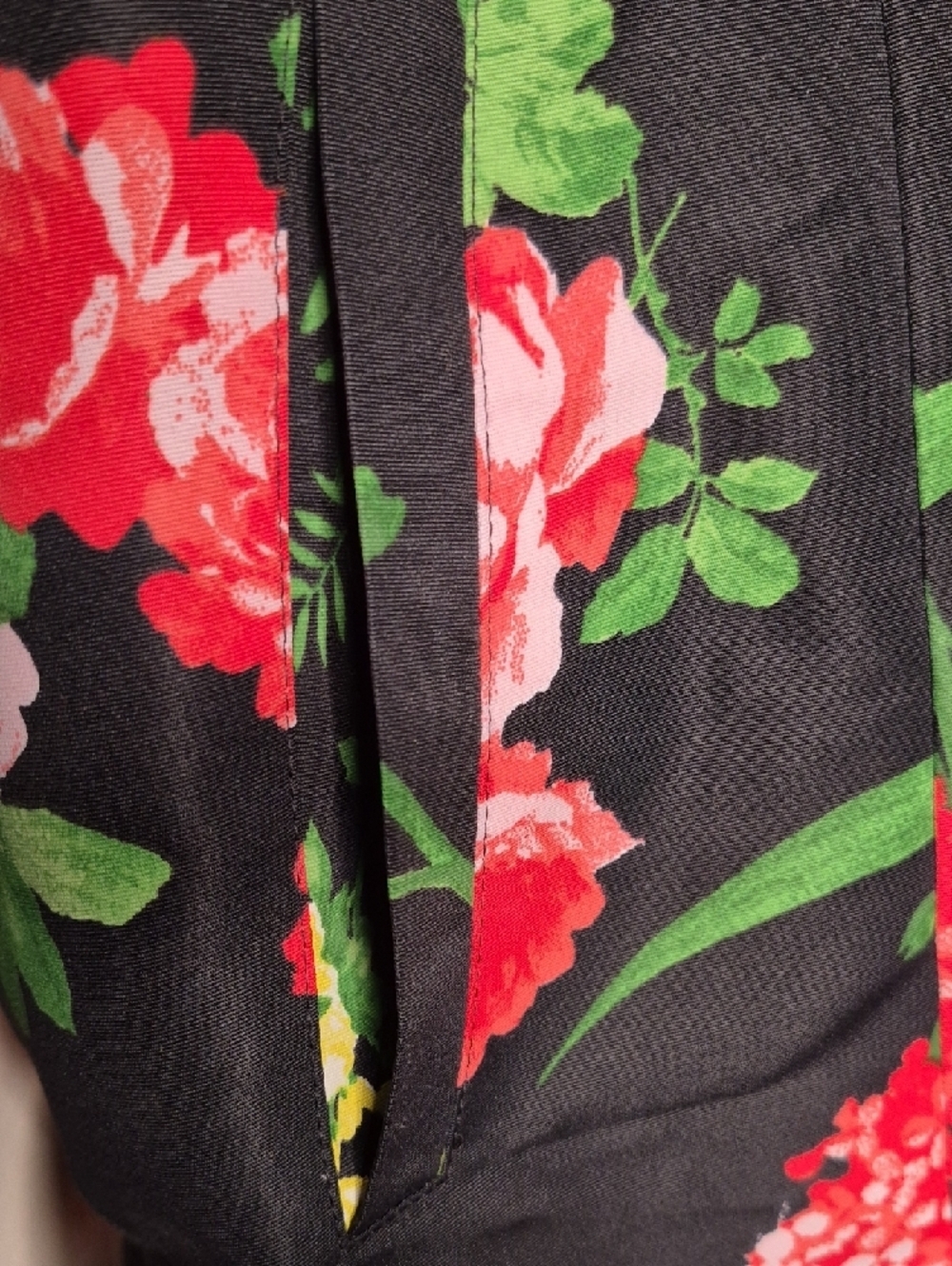 Dennis Basso Vintage  Black Floral Button-Front Trench Coat - Picture 5 of 14